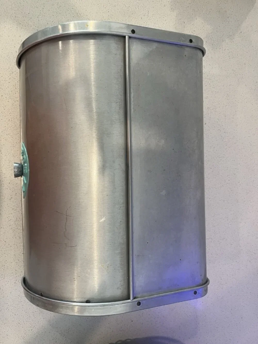 VTG 1950s Maid of Honor Aluminum Bread Box Aqua Turquoise Plaque Pull MCM VG